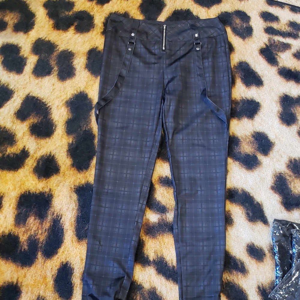 Black plaid pants